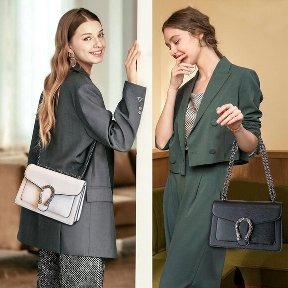 PU Leather Shoulder Bag Purse Quilted Satchels with Chain Strap for Women's - Picture 2 of 7